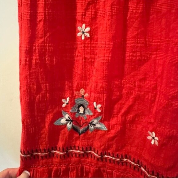 Knox Rose Bonfire Deep V Empire Waist Embroidered Midi Dress Red Size Large - Picture 8 of 14